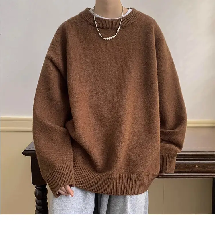 Men Red Loose Fit Crewneck Sweater with Headphones — feature 15
