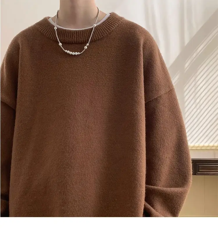 Men Red Loose Fit Crewneck Sweater with Headphones — feature 19