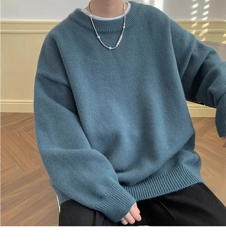 Men Red Loose Fit Crewneck Sweater with Headphones — feature 25