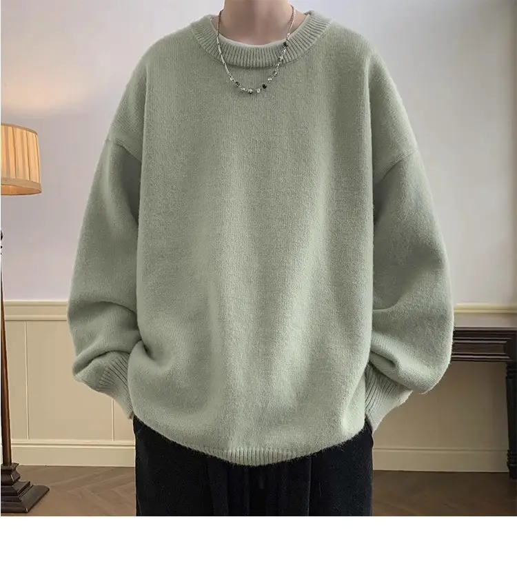 Men Red Loose Fit Crewneck Sweater with Headphones — feature 31