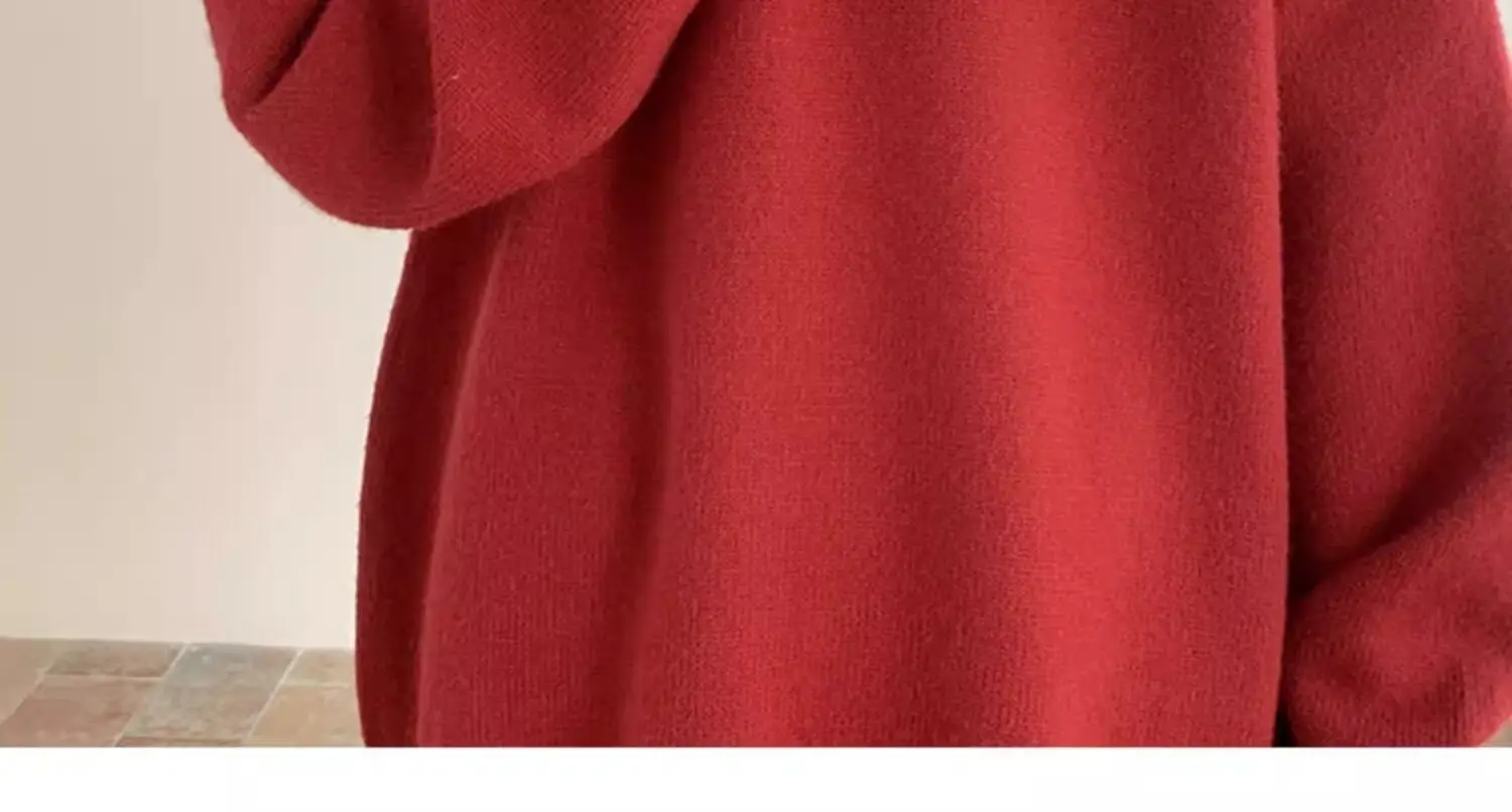 Men Red Loose Fit Crewneck Sweater with Headphones — feature 37
