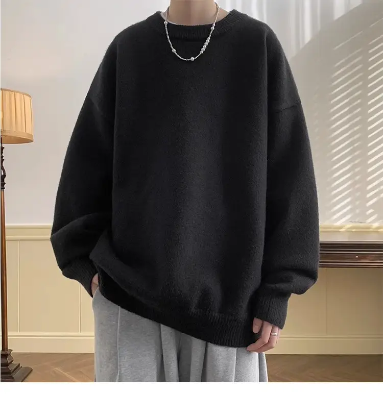 Men Red Loose Fit Crewneck Sweater with Headphones — feature 6