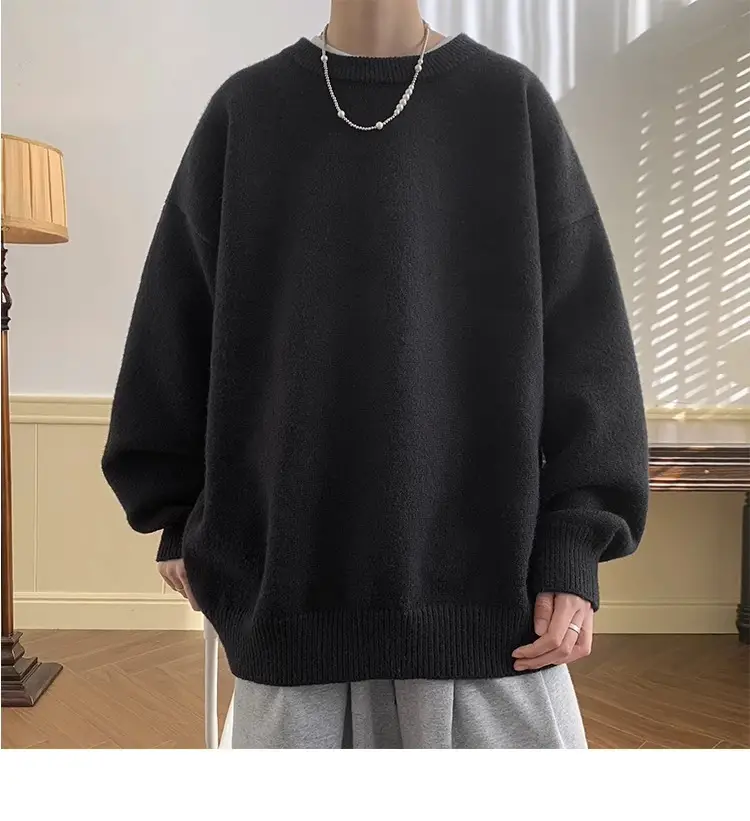 Men Red Loose Fit Crewneck Sweater with Headphones — feature 7
