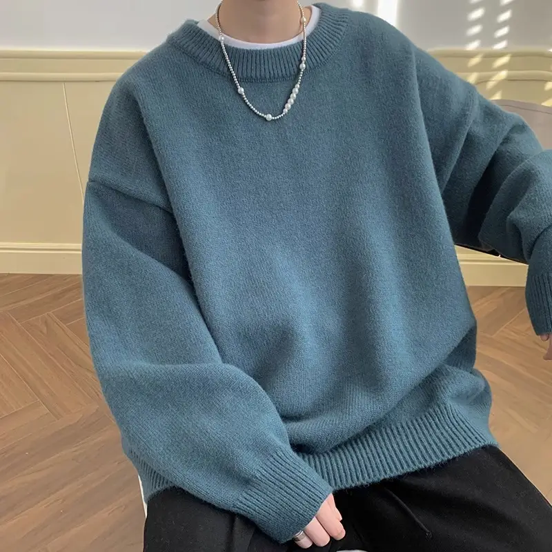 Men Red Loose Fit Crewneck Sweater with Headphones - Image 3