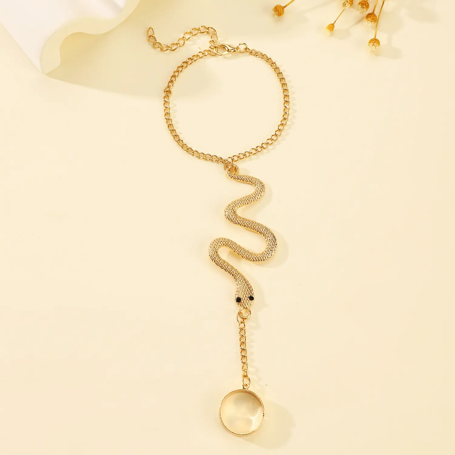 Golden Snake Spider Chain Ring Bracelet for Women