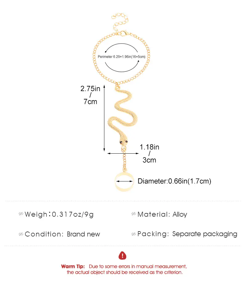 Golden Snake Spider Chain Ring Bracelet for Women — feature 3