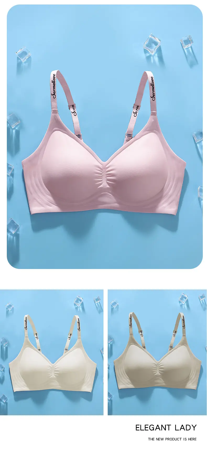 Seamless Naked Sense Underwear Women's Jelly Soft Support Auxilum Anti-adjustment Type Sagging Ultra-soft Thin Bra without Steel Ring — feature 22