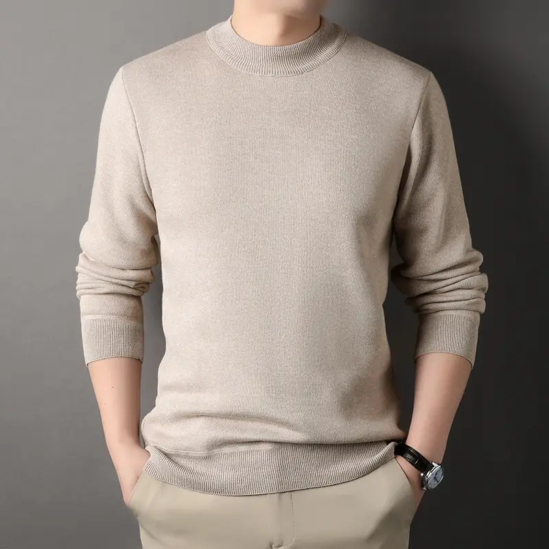 Men Grey Knitted Round Neck Sweater - Image 12