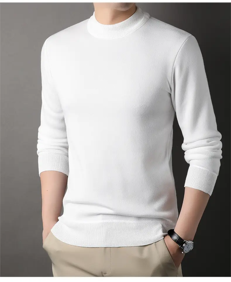 Men Grey Knitted Round Neck Sweater — feature 13