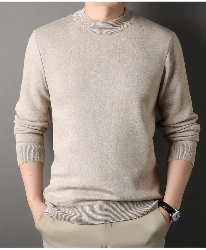 Men Grey Knitted Round Neck Sweater — feature 14