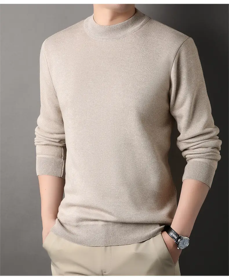 Men Grey Knitted Round Neck Sweater — feature 15