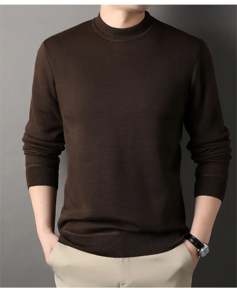 Men Grey Knitted Round Neck Sweater — feature 18