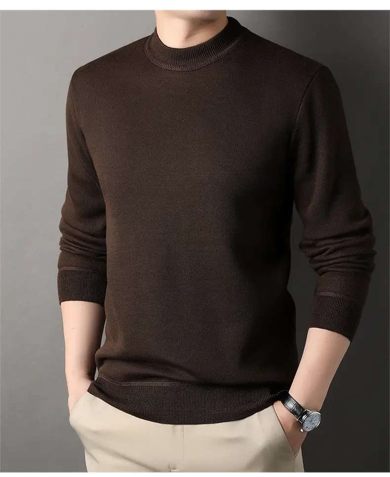 Men Grey Knitted Round Neck Sweater — feature 19