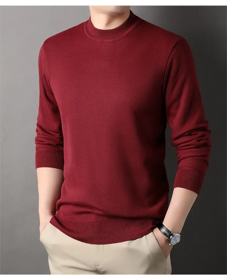 Men Grey Knitted Round Neck Sweater — feature 22
