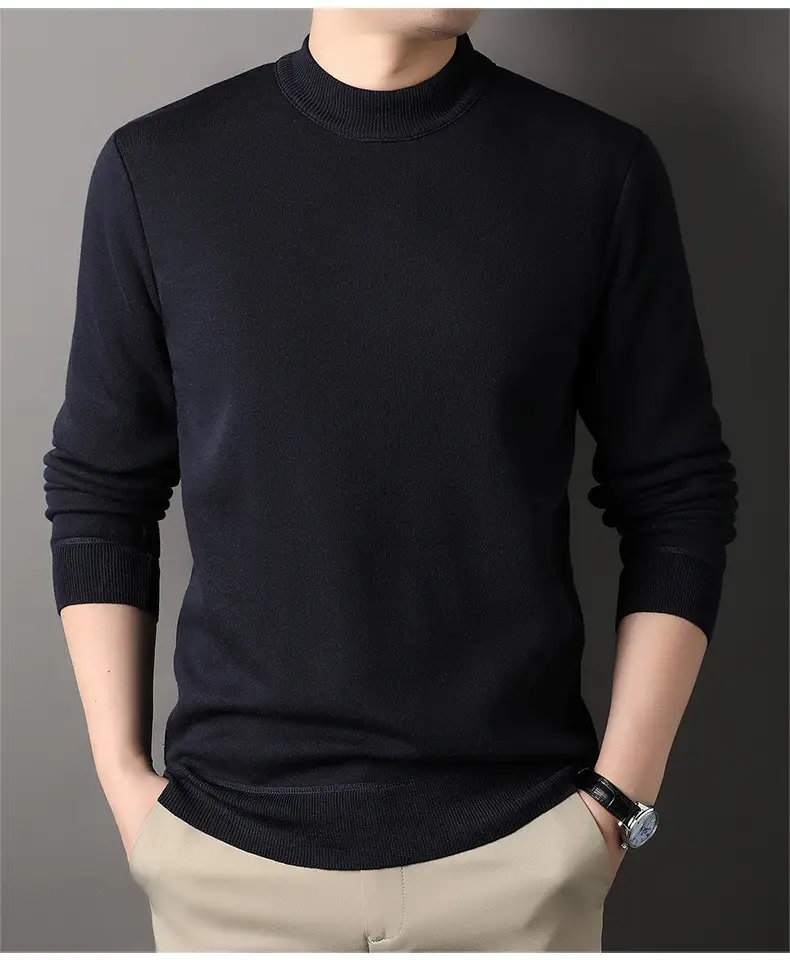 Men Grey Knitted Round Neck Sweater — feature 23