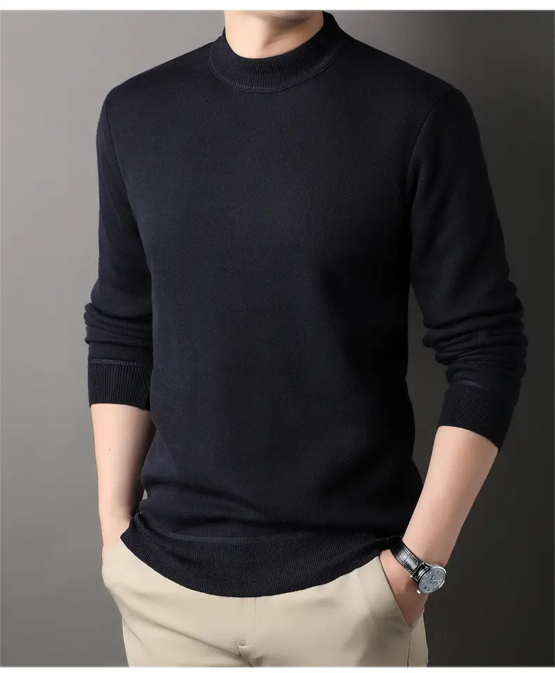 Men Grey Knitted Round Neck Sweater — feature 24