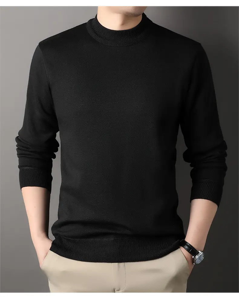 Men Grey Knitted Round Neck Sweater — feature 25