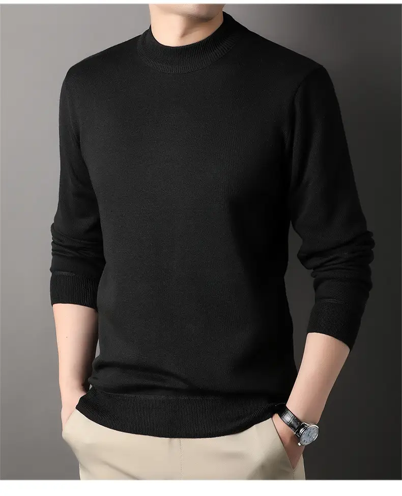Men Grey Knitted Round Neck Sweater — feature 26