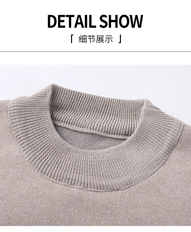 Men Grey Knitted Round Neck Sweater — feature 28