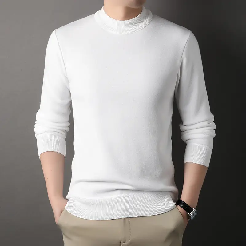 Men Grey Knitted Round Neck Sweater - Image 2