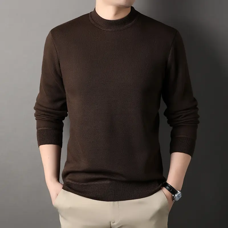 Men Grey Knitted Round Neck Sweater - Image 7