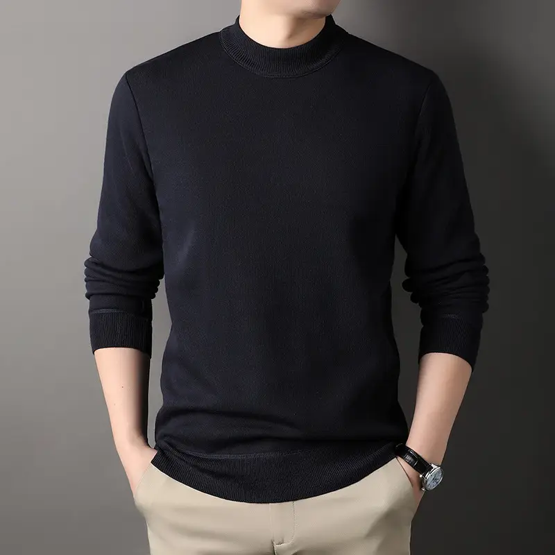 Men Grey Knitted Round Neck Sweater - Image 8