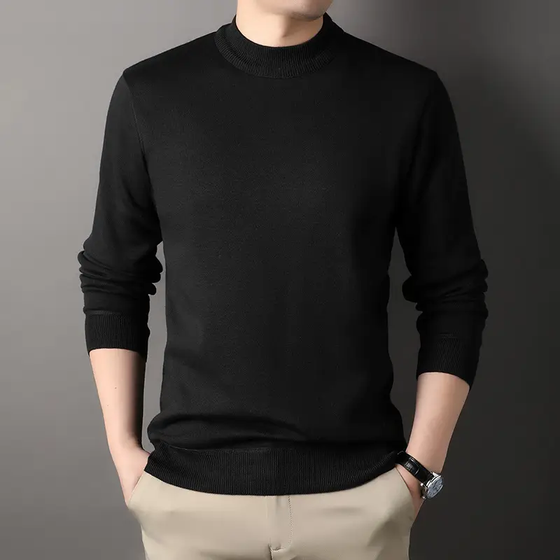 Men Grey Knitted Round Neck Sweater - Image 9