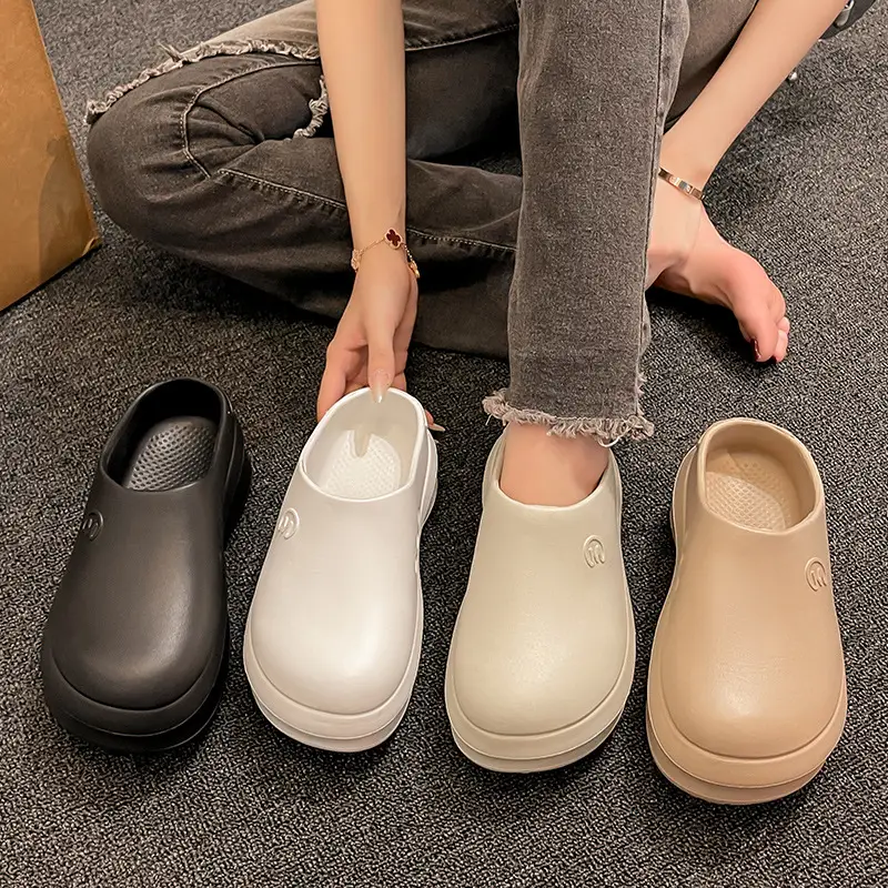 Thick-soled Baotou Half Slippers Women's Outwear Sandals Lightweight Non-slip Increased Waterproof Rain Boots Chef Shoes Ins Hole Shoes - Image 6
