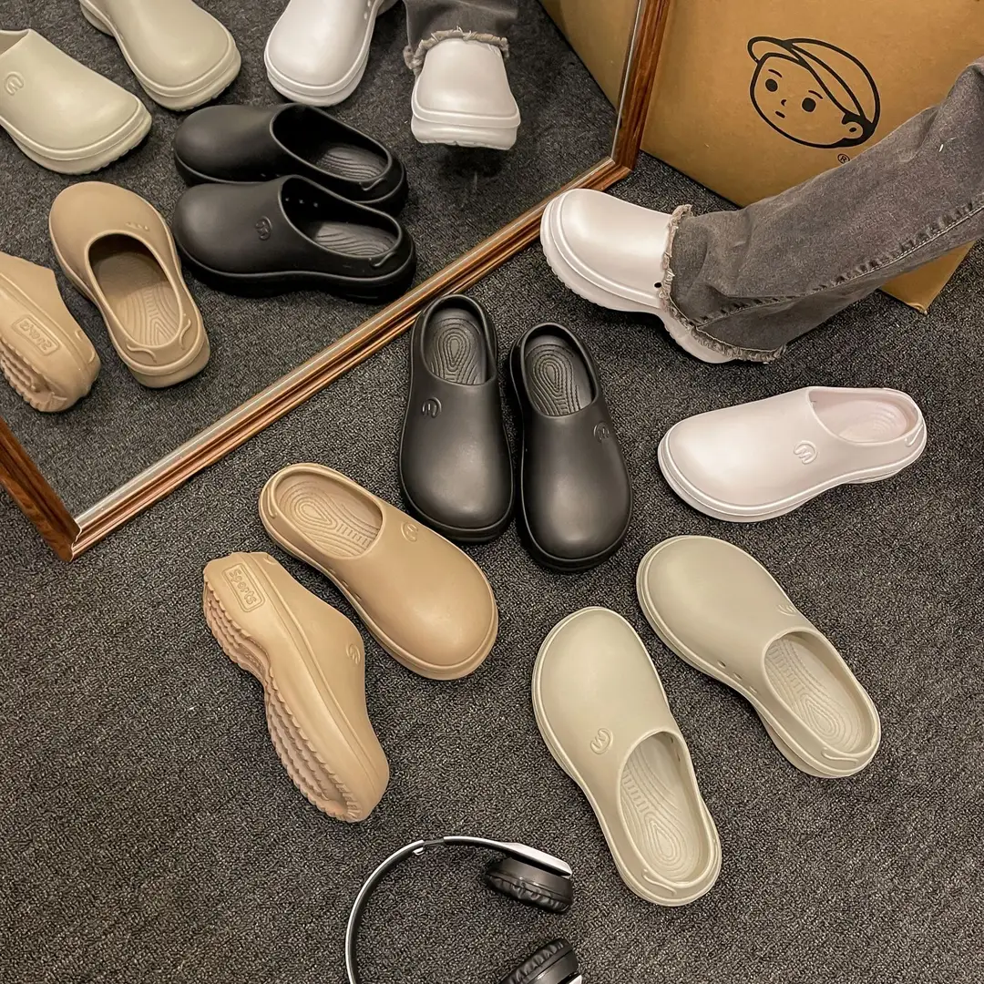 Thick-soled Baotou Half Slippers Women's Outwear Sandals Lightweight Non-slip Increased Waterproof Rain Boots Chef Shoes Ins Hole Shoes — feature 5