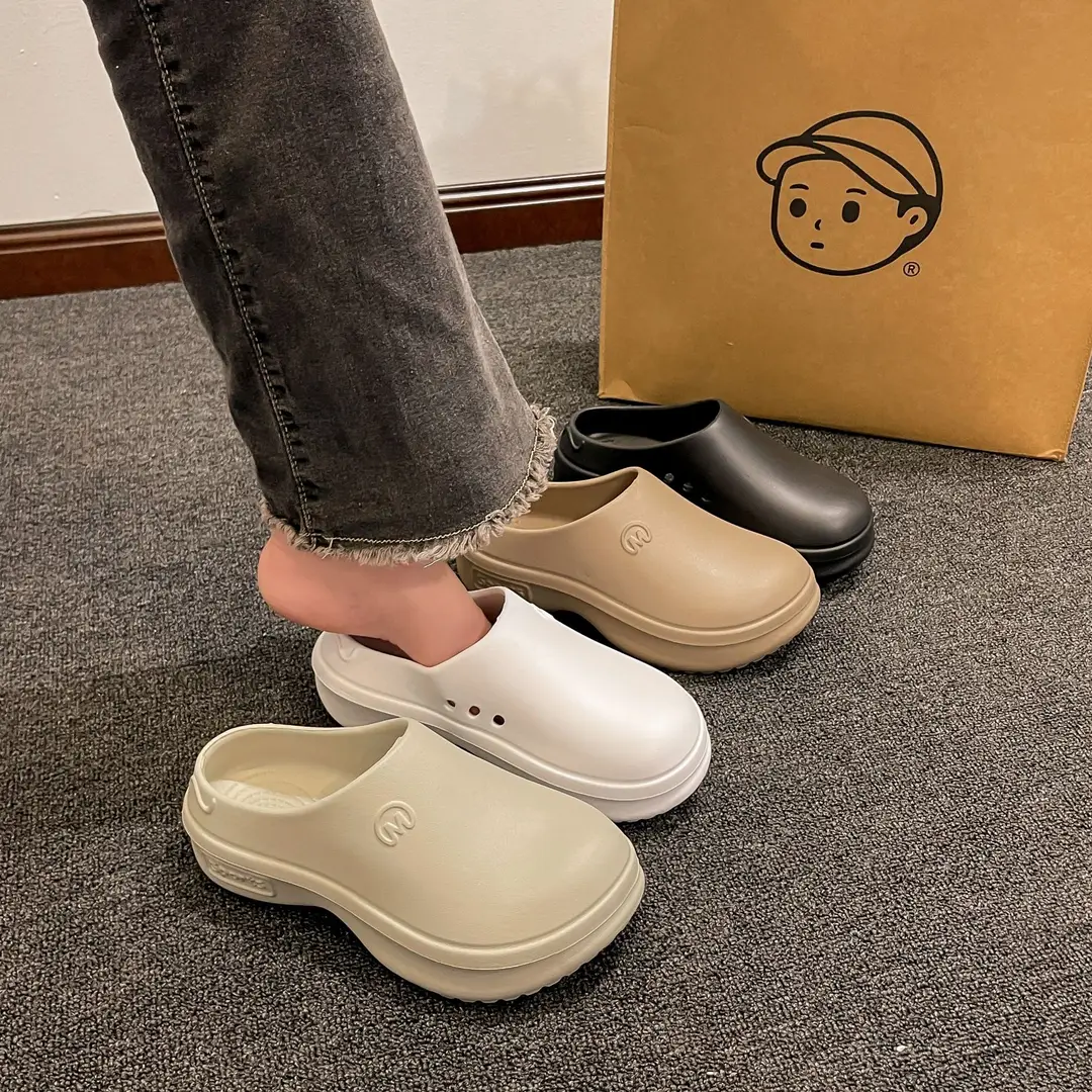 Thick-soled Baotou Half Slippers Women's Outwear Sandals Lightweight Non-slip Increased Waterproof Rain Boots Chef Shoes Ins Hole Shoes — feature 6