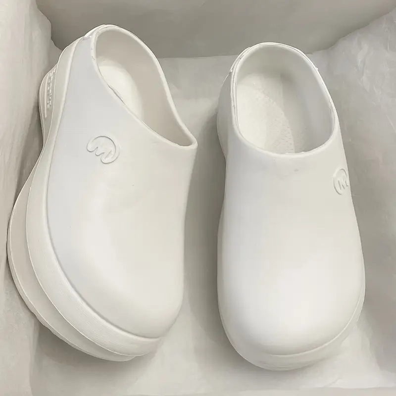 Thick-soled Baotou Half Slippers Women's Outwear Sandals Lightweight Non-slip Increased Waterproof Rain Boots Chef Shoes Ins Hole Shoes - Image 2