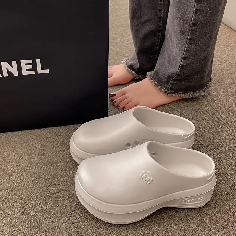 Thick-soled Baotou Half Slippers Women's Outwear Sandals Lightweight Non-slip Increased Waterproof Rain Boots Chef Shoes Ins Hole Shoes - Image 3