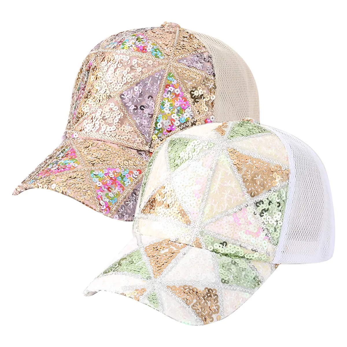 Cross-Border Women's Sequin Baseball Cap Gradient Stitching - Image 3