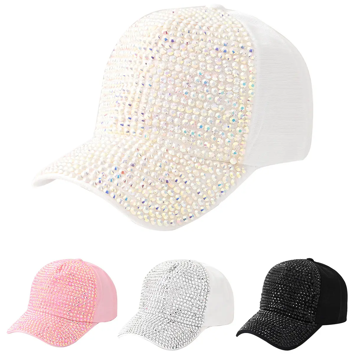 Pink Pearl-Beaded Baseball Cap for Girls - Image 5