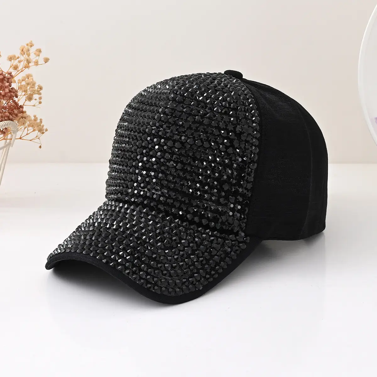 Pink Pearl-Beaded Baseball Cap for Girls - Image 2