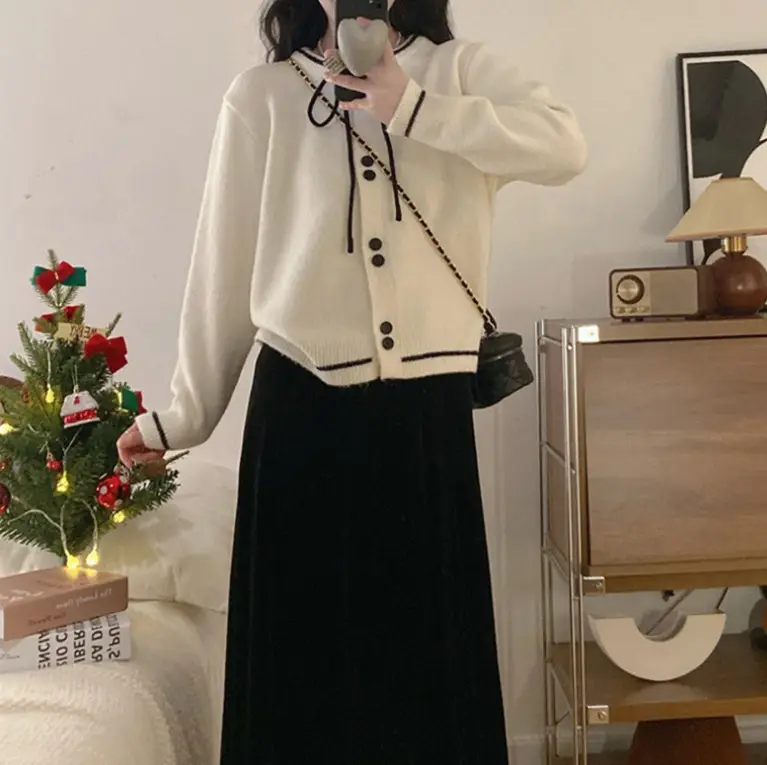 2025 Knitted Cardigan Women Lace-Up Sweet College Style - Image 6