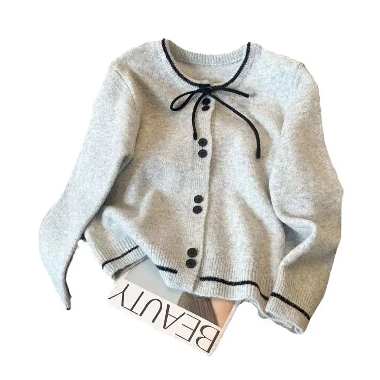 2025 Knitted Cardigan Women Lace-Up Sweet College Style - Image 9
