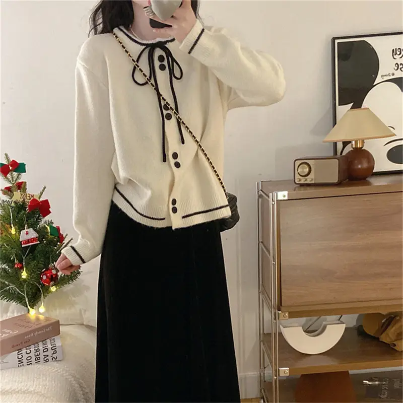 2025 Knitted Cardigan Women Lace-Up Sweet College Style — feature 10