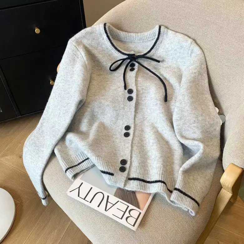 2025 Knitted Cardigan Women Lace-Up Sweet College Style — feature 11