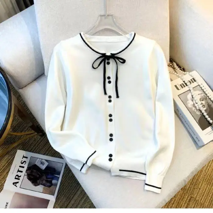 2025 Knitted Cardigan Women Lace-Up Sweet College Style — feature 19