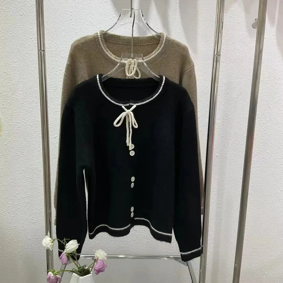 2025 Knitted Cardigan Women Lace-Up Sweet College Style — feature 5