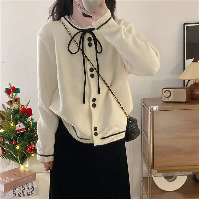 2025 Knitted Cardigan Women Lace-Up Sweet College Style — feature 6