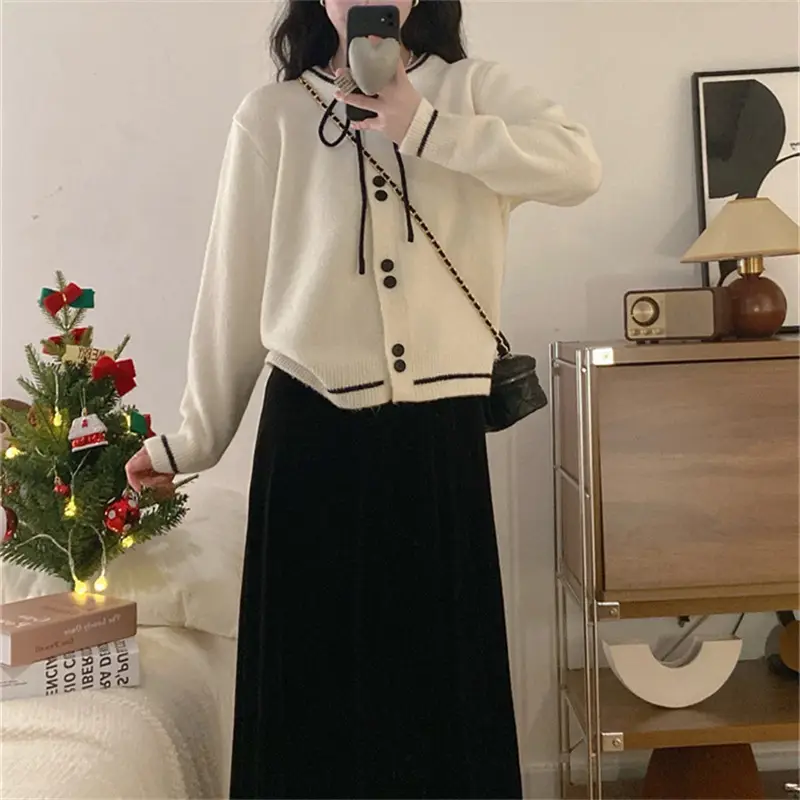 2025 Knitted Cardigan Women Lace-Up Sweet College Style — feature 9