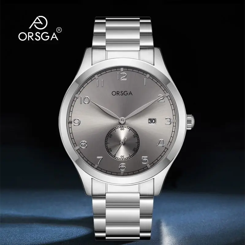 ORSGA Men's Digital Quartz Business Watch Silver Dial - Image 20