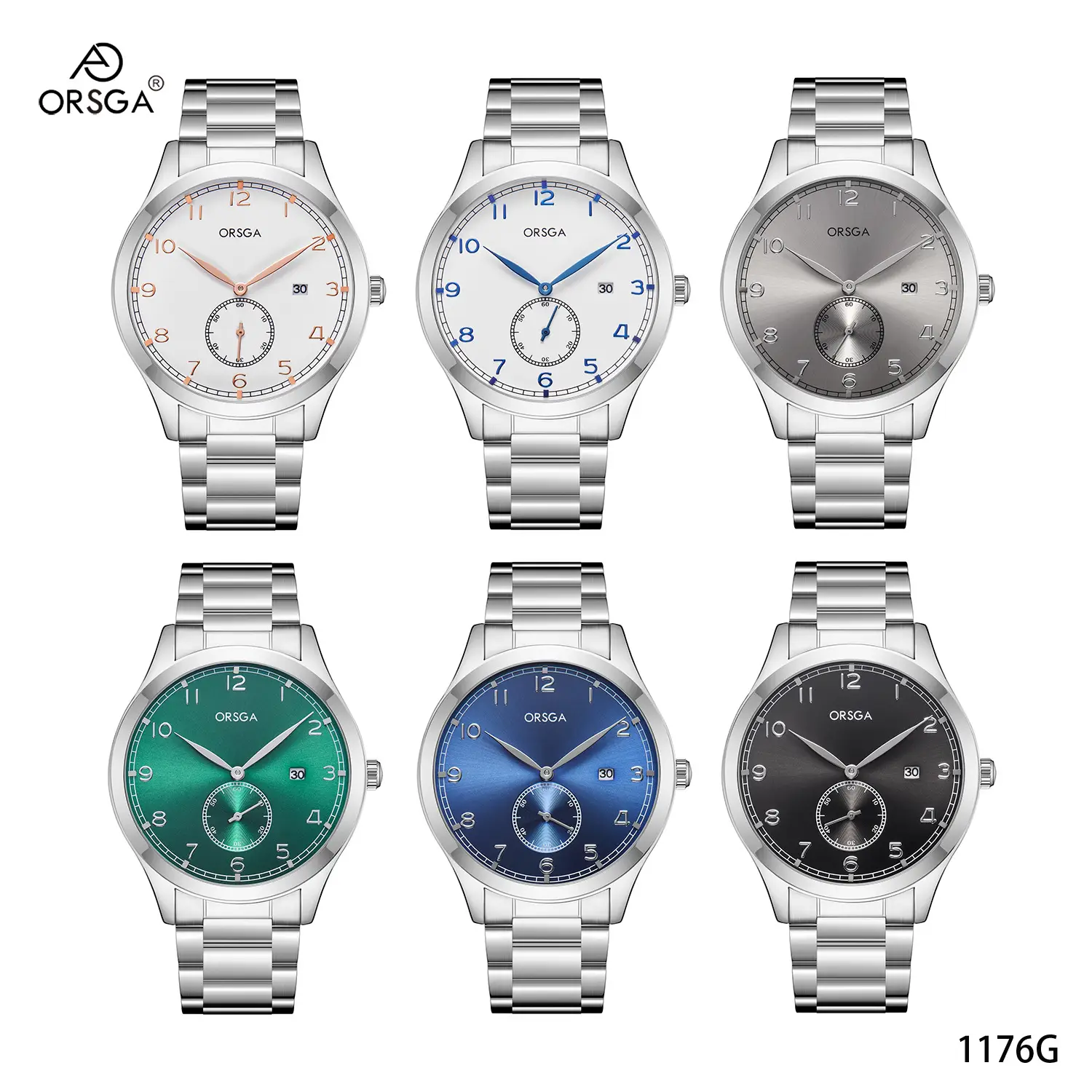 ORSGA Men's Digital Quartz Business Watch Silver Dial - Image 24