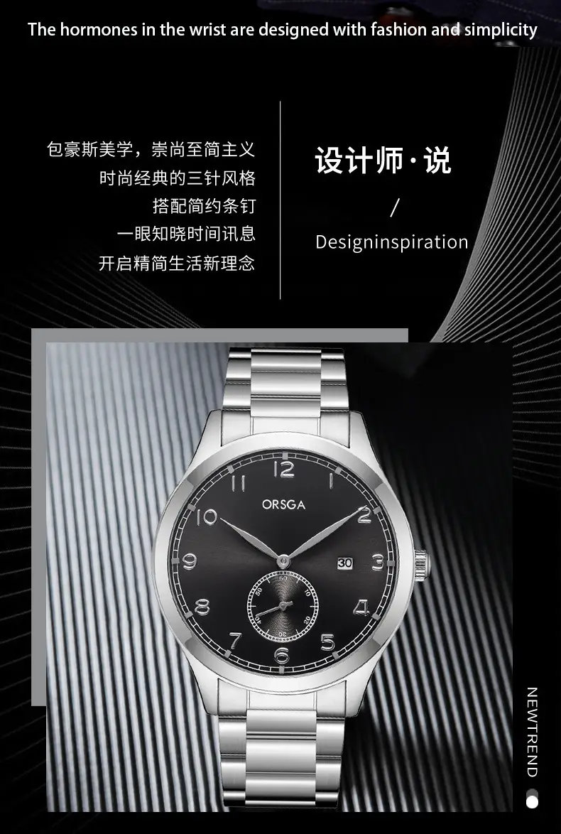 ORSGA Men's Digital Quartz Business Watch Silver Dial — feature 4