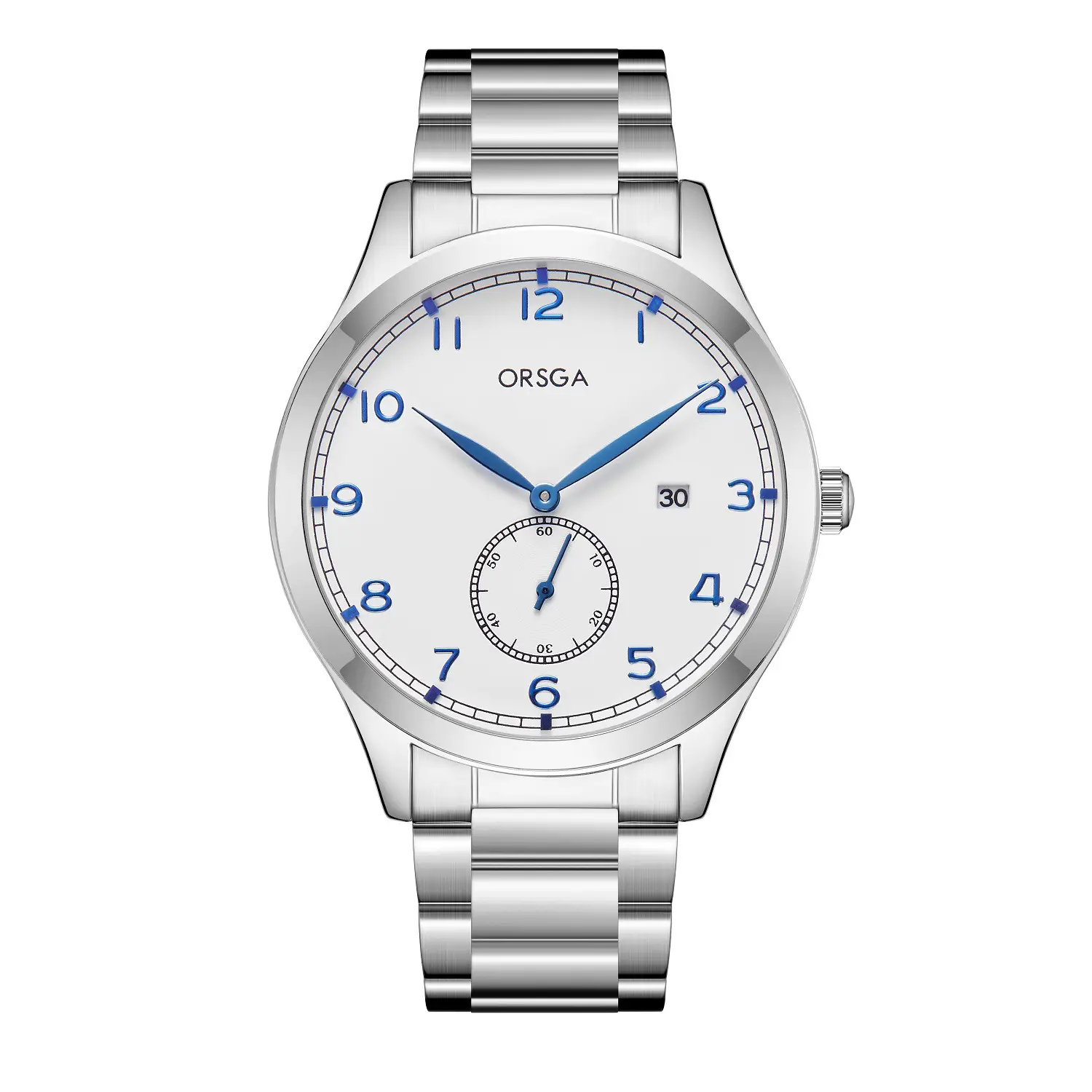 ORSGA Men's Digital Quartz Business Watch Silver Dial - Image 2