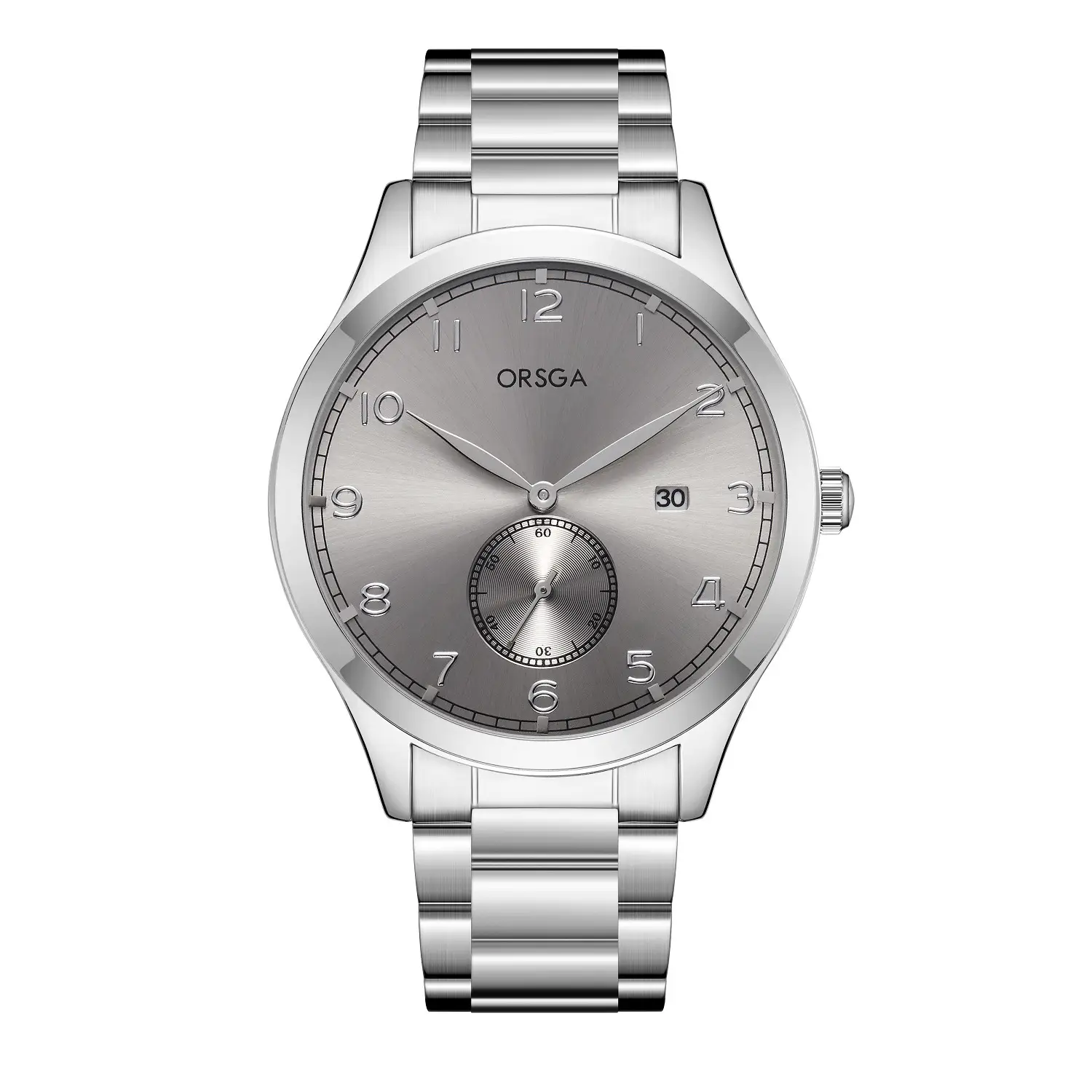 ORSGA Men's Digital Quartz Business Watch Silver Dial - Image 3