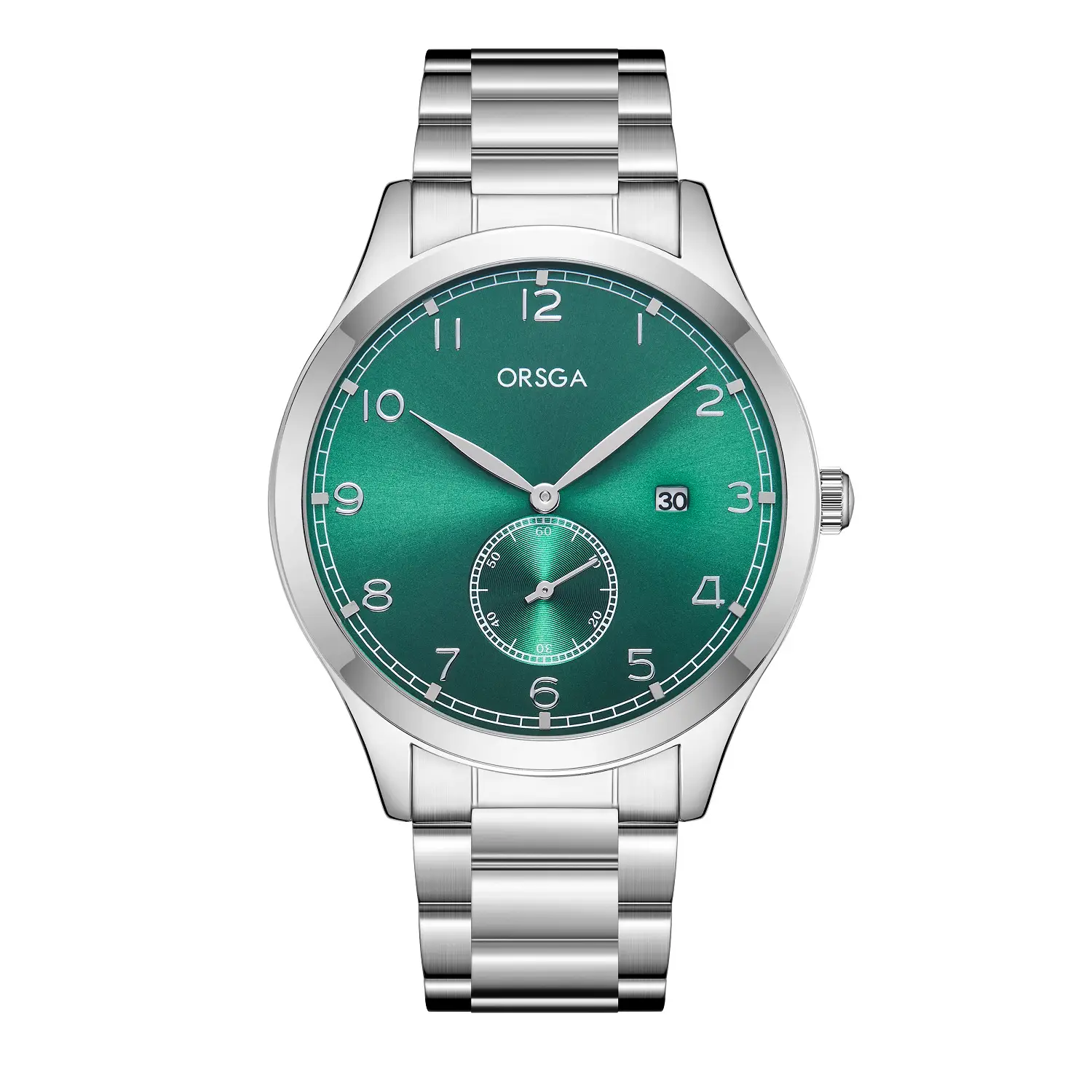 ORSGA Men's Digital Quartz Business Watch Silver Dial - Image 4