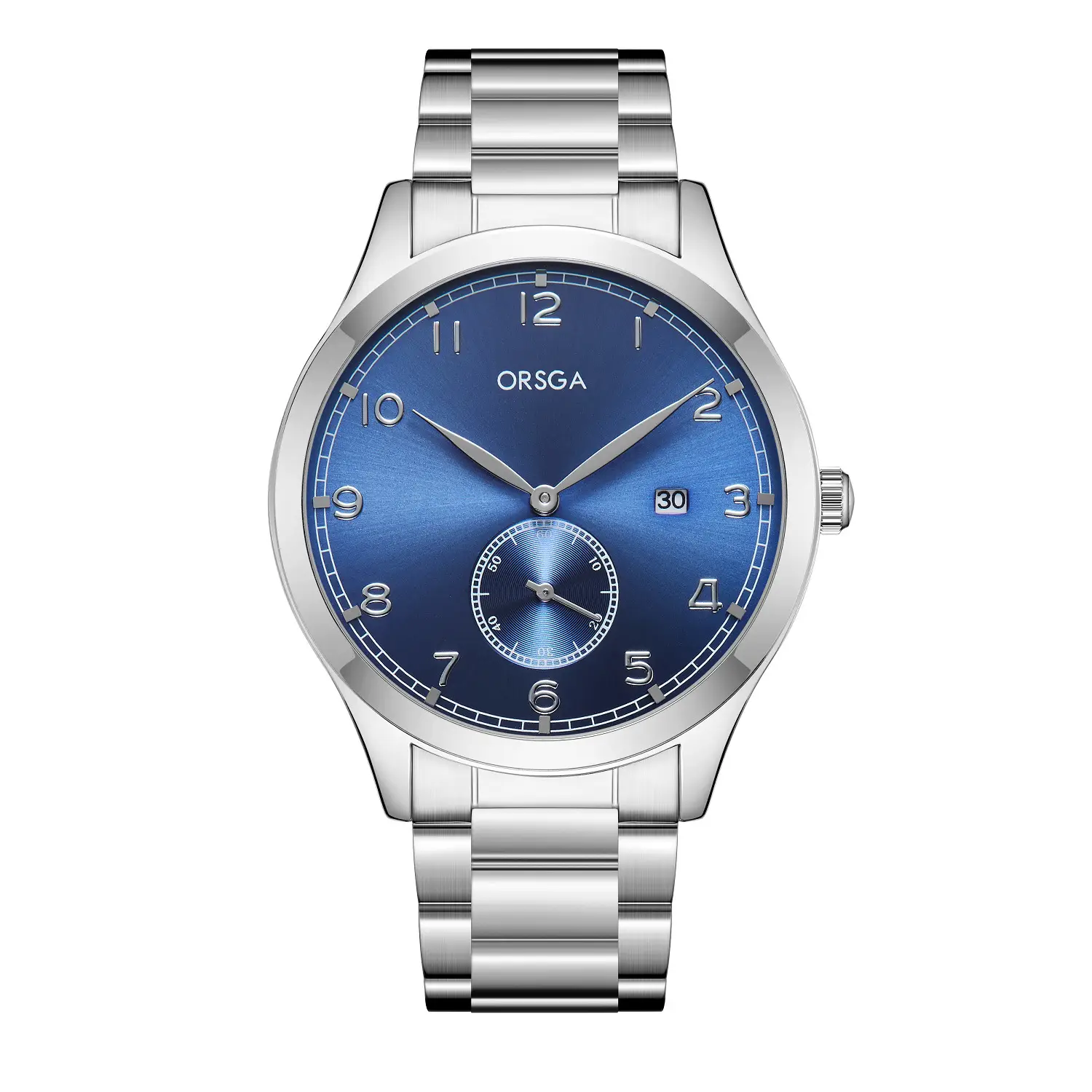 ORSGA Men's Digital Quartz Business Watch Silver Dial - Image 5